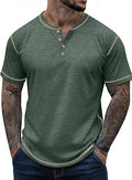 Mens Henley Shirts Casual Lightweight Summer T-Shirt Cotton Maverick Short Sleeve